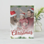 Onze eerste kerst samen als gezin kaart (Staand voorkant)