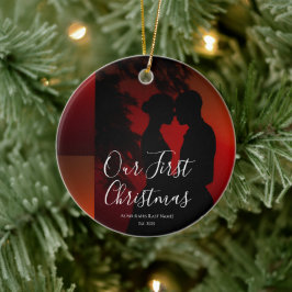 Onze Eerste Kerst Samen Als Mijnheer en Mevrouw Or Keramisch Ornament