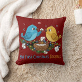 Onze eerste kerst samen Cute Lovebirds Kussen (Deken)