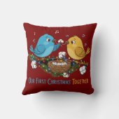 Onze eerste kerst samen Cute Lovebirds Kussen (Achterkant)