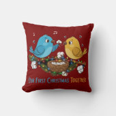 Onze eerste kerst samen Cute Lovebirds Kussen (Voorkant)