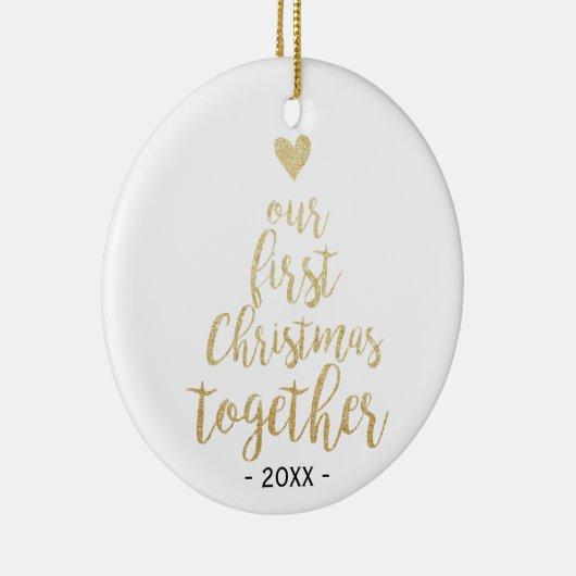 Onze eerste kerst samen Fotoversiering Keramisch Ornament (Rechts)