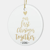 Onze eerste kerst samen Fotoversiering Keramisch Ornament (Links)