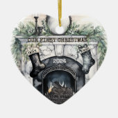 Onze eerste kerst samen gepersonaliseerd keramisch ornament (Voorkant)