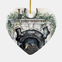 Onze eerste kerst samen gepersonaliseerd keramisch ornament