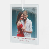 Onze eerste kerst samen gepersonaliseerde foto glas ornament (Voorkant links)