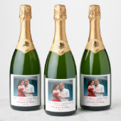 Onze eerste kerst samen gepersonaliseerde foto sparkling wijnetiket (Flessen)