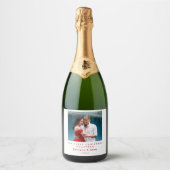 Onze eerste kerst samen gepersonaliseerde foto sparkling wijnetiket (Voorkant)
