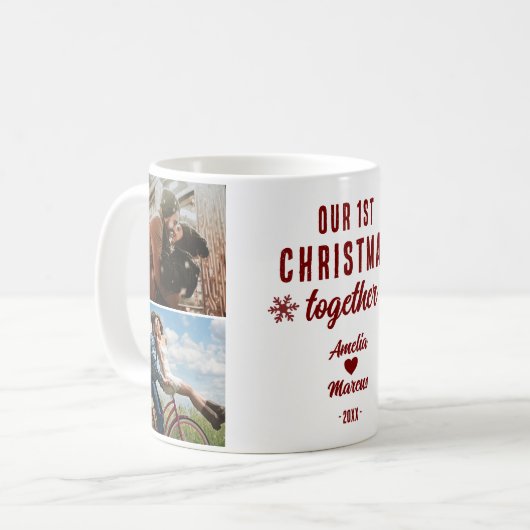 Onze eerste kerst samen Hart 2 foto's Koffiemok (Voorkant links)