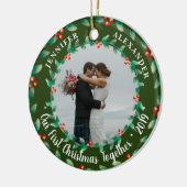 Onze eerste kerst samen heilige foto keramisch ornament (Links)