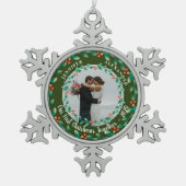 Onze eerste kerst samen heilige foto tin sneeuwvlok ornament (Voorkant)