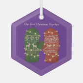 Onze eerste kerst samen Knus Gebreid Glas Ornament (Voorkant)