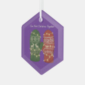 Onze eerste kerst samen Knus Gebreid Glas Ornament (Voorkant links)