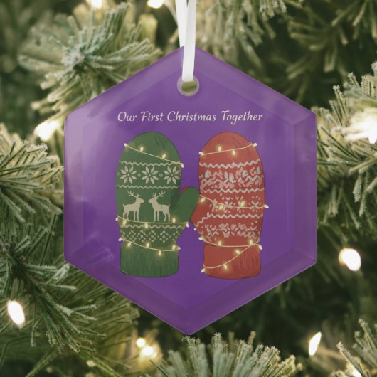 Onze eerste kerst samen Knus Gebreid Glas Ornament (Insitu)