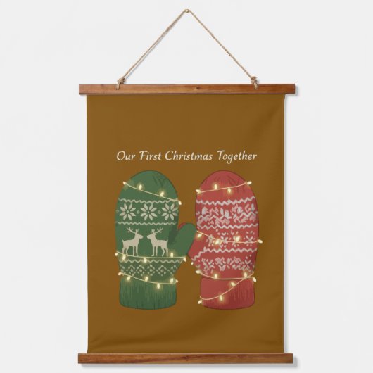 Onze eerste kerst samen Knus Gebreid Hangend Wandkleed (Voorkant)