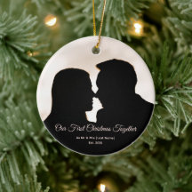Onze Eerste Kerst Samen Koppel Silhouet