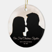 Onze Eerste Kerst Samen Koppel Silhouet Keramisch Ornament (Links)