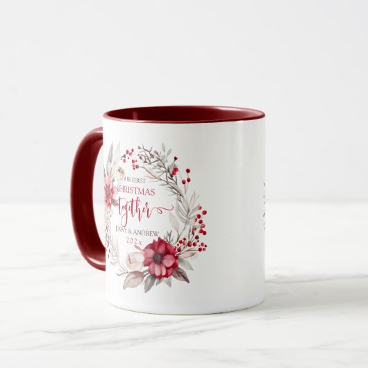 Onze eerste kerst samen krans mok (Voorkant links)