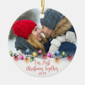 Onze eerste kerst samen licht 2 foto's keramisch ornament (Voorkant)