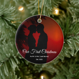 Onze eerste kerst samen, meneer en mevrouw Silhoue Keramisch Ornament