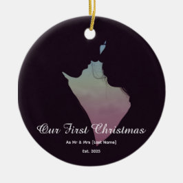 Onze eerste kerst samen meneer en mevrouw Silhouet Keramisch Ornament