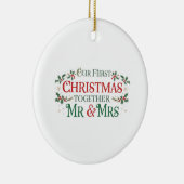 Onze eerste kerst samen meneer & mevrouw keramisch ornament (Rechts)