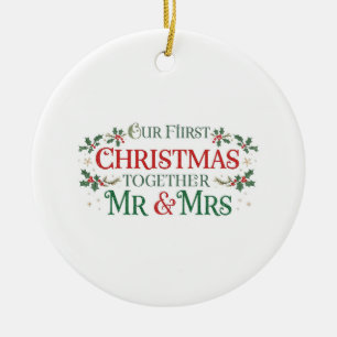 Onze eerste kerst samen meneer & mevrouw  keramisch ornament