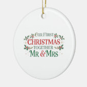 Onze eerste kerst samen meneer & mevrouw keramisch ornament (Links)