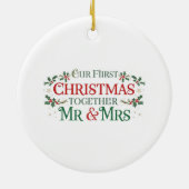 Onze eerste kerst samen meneer & mevrouw keramisch ornament (Achterkant)