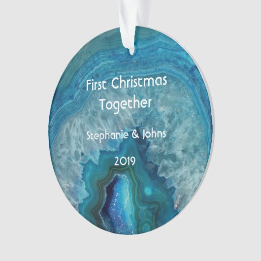 Onze eerste kerst samen met Agate Geode Unide Ornament (voorkant)
