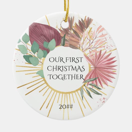 Onze eerste kerst samen met Boho Pampas Keramisch Ornament (Voorkant)