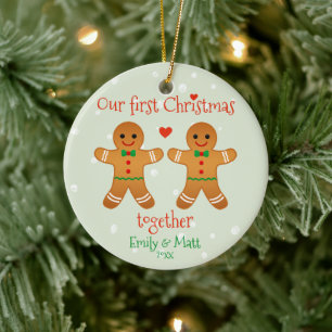 Onze eerste kerst samen met Cute Gingerbrood manne Keramisch Ornament
