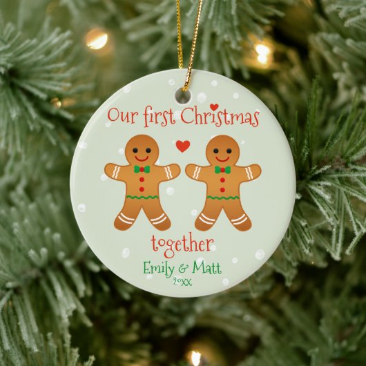 Onze eerste kerst samen met Cute Gingerbrood manne Keramisch Ornament (Boom)