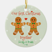 Onze eerste kerst samen met Cute Gingerbrood manne Keramisch Ornament (Voorkant)