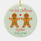 Onze eerste kerst samen met Cute Gingerbrood manne Keramisch Ornament (Achterkant)