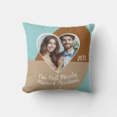 Onze eerste kerst samen met een aangepaste foto  kussen (Voorkant)