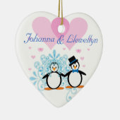 Onze eerste kerst samen met onze pinguïns keramisch ornament (Rechts)