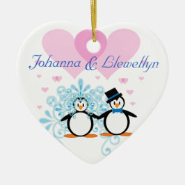 Onze eerste kerst samen met onze pinguïns keramisch ornament