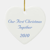 Onze eerste kerst samen met onze pinguïns keramisch ornament (Achterkant)