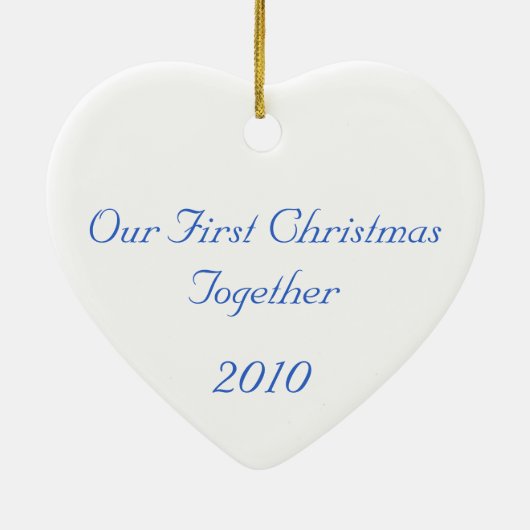 Onze eerste kerst samen met onze pinguïns keramisch ornament (Achterkant)