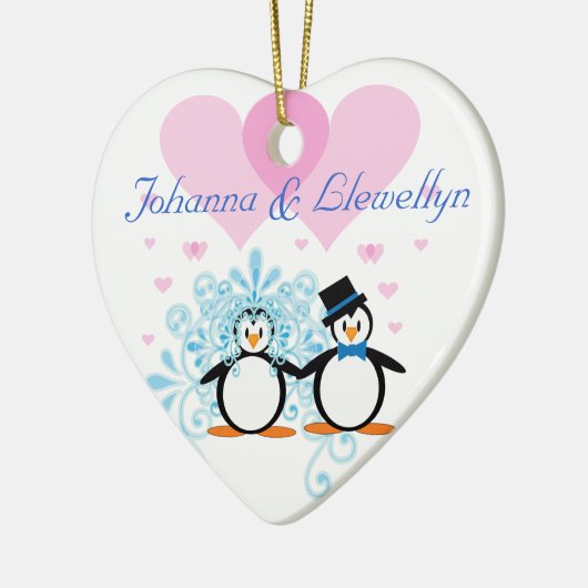 Onze eerste kerst samen met onze pinguïns keramisch ornament (Links)