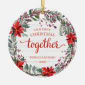 Onze eerste kerst samen met Rustic Wreatc keramiek Keramisch Ornament (Voorkant)