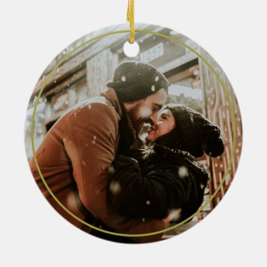 Onze eerste kerst samen met sneeuwvlokken keramisch ornament (Achterkant)