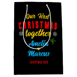 Onze eerste kerst samen met sneeuwvlokken medium cadeauzakje