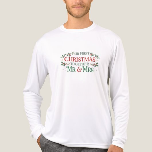Onze eerste kerst samen mijnheer & mevrouw Tri-Blend shirt (Voorkant volledig)