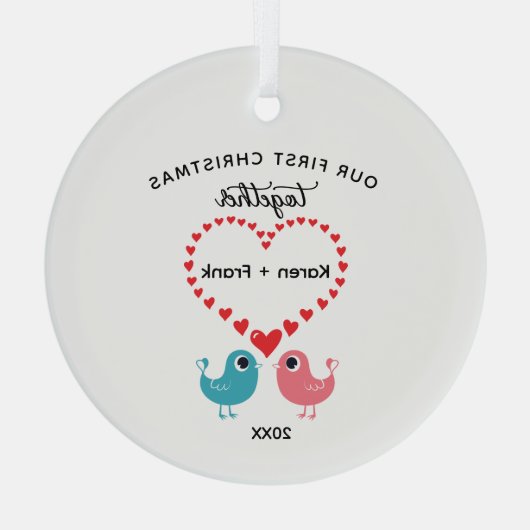 Onze eerste kerst samen Ornament, koppels Glas Ornament (Achterkant)