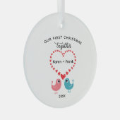 Onze eerste kerst samen Ornament, koppels Glas Ornament (Voorkant Rechts)