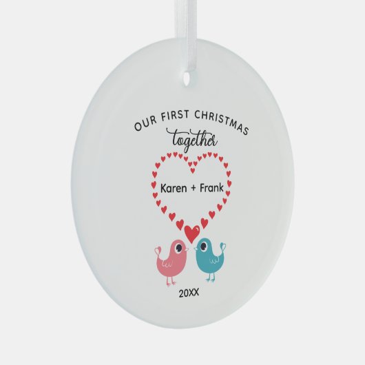 Onze eerste kerst samen Ornament, koppels Glas Ornament (Voorkant Rechts)