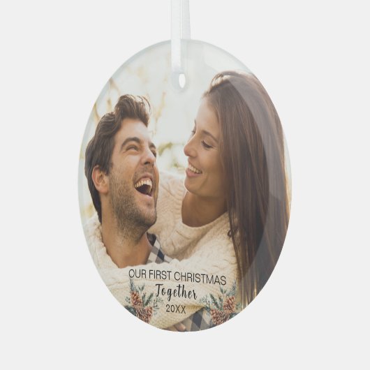 Onze eerste kerst samen paar glazen Ornament (Voorkant links)