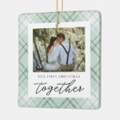 Onze eerste kerst samen Passen getrouwd elegant Keramisch Ornament (Links)